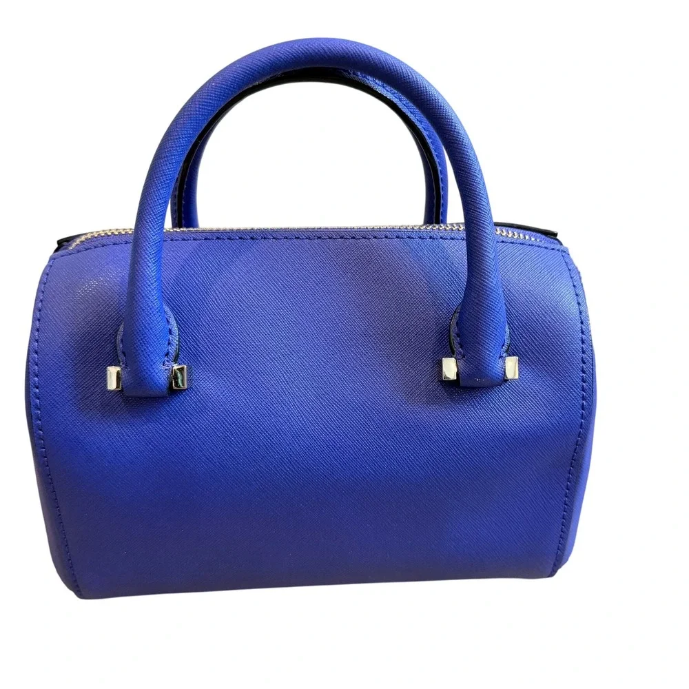 Kate Spade Satchel Women Small Blue Saffiano Leather Gold Hardware Zip Handbag